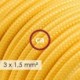 Multienchufe con cable en tejido efecto seda Amarillo RM10 y clavija Schuko con anillo comfort
