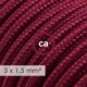 Multienchufe con cable en tejido efecto seda Burdeos RM19 y clavija Schuko con anillo comfort
