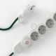 Multienchufe con cable en tejido efecto seda Verde Oscuro RM21 y clavija Schuko con anillo comfort