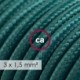 Multienchufe con cable en tejido efecto seda Verde Oscuro RM21 y clavija Schuko con anillo comfort