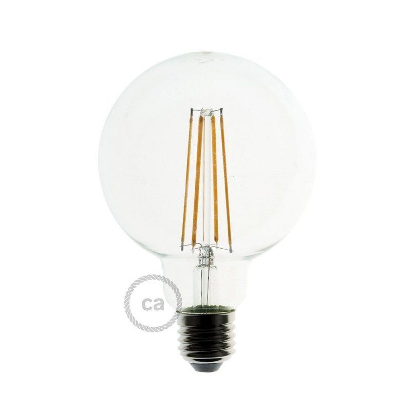 Bombilla Transparente LED Globo G95 Filamento Largo 7,5W E27 Decorativa Vintage Dimmable 2200K
