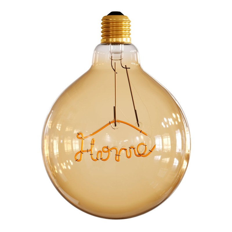 Bombilla Globo G125 LED Dorada para suspensiones - Filamento letra "Home" - 5W E27 Decorativa Vintage 2000K