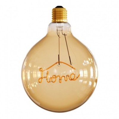 Bombilla Globo G125 LED Dorada para suspensiones - Filamento letra "Home" - 5W E27 Decorativa Vintage 2000K