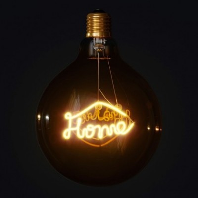 Bombilla Globo G125 LED Dorada para suspensiones - Filamento letra "Home" - 5W E27 Decorativa Vintage 2000K