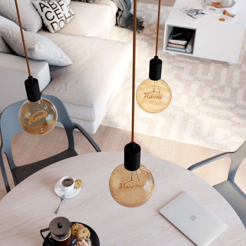 Bombilla Globo G125 LED Dorada para suspensiones - Filamento letra "Home" - 5W E27 Decorativa Vintage 2000K