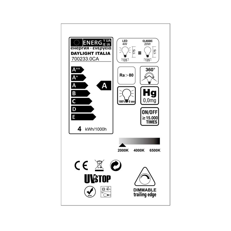 Bombilla Globo G125 LED Dorada para suspensiones - Filamento letra "Home" - 5W E27 Decorativa Vintage 2000K
