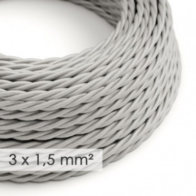 Cable electrico de sección grande 3x1,50 trenzado - Tejido Efecto Seda Plateado TM02