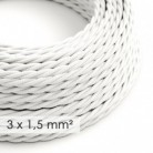 Cable electrico de sección grande 3x1,50 trenzado - Tejido Efecto Seda Blanco TM01