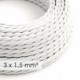 Cable electrico de sección grande 3x1,50 trenzado - Tejido Efecto Seda Blanco TM01