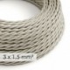 Cable electrico de sección grande 3x1,50 trenzado - Tejido Efecto Seda Marfil TM00