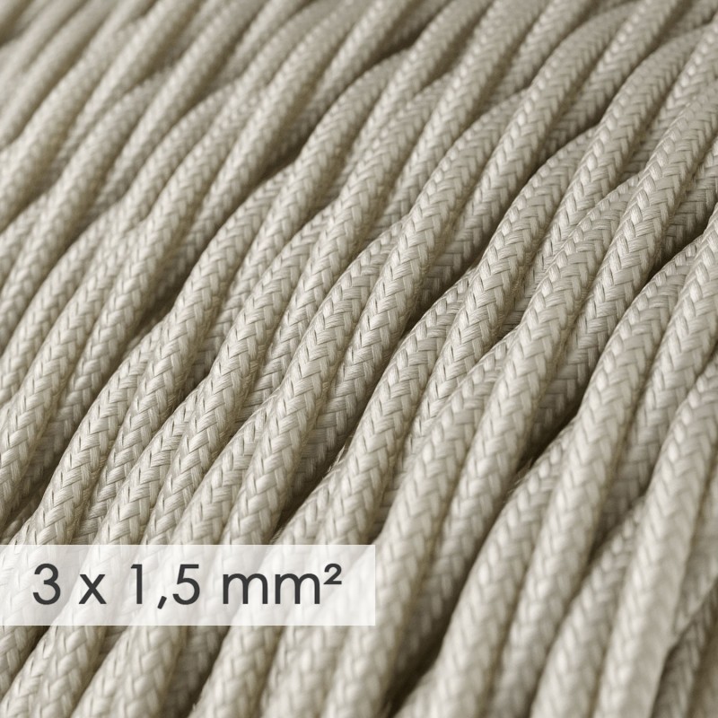 Cable electrico de sección grande 3x1,50 trenzado - Tejido Efecto Seda Marfil TM00