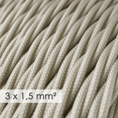Cable electrico de sección grande 3x1,50 trenzado - Tejido Efecto Seda Marfil TM00