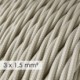 Cable electrico de sección grande 3x1,50 trenzado - Tejido Efecto Seda Marfil TM00