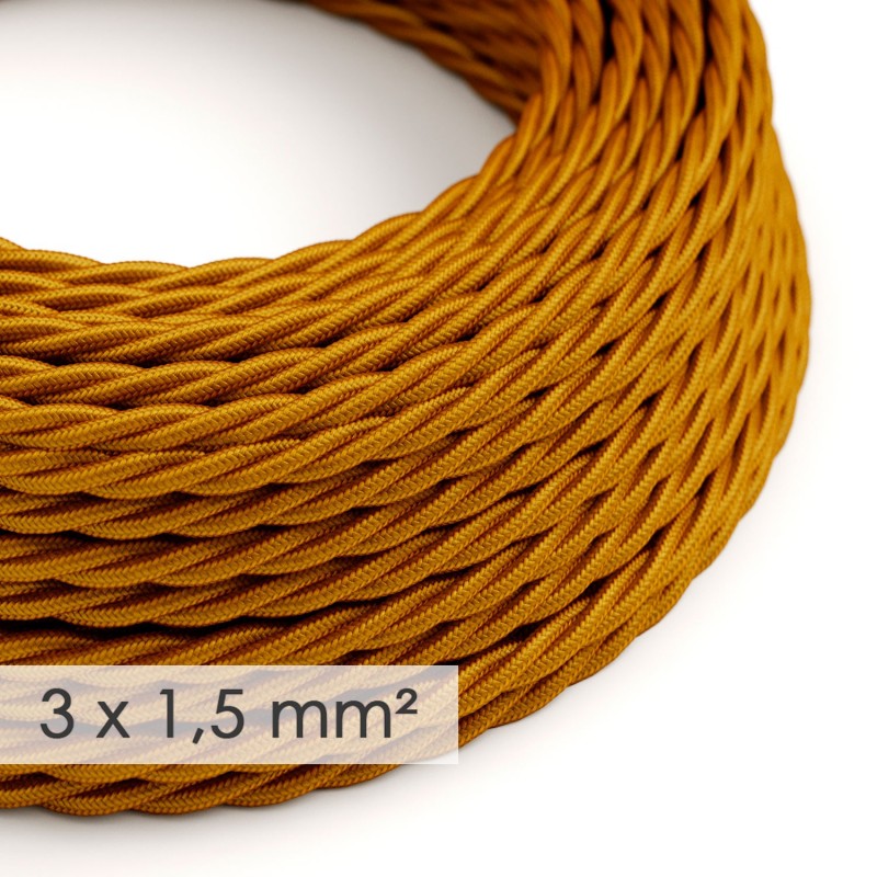 Cable electrico de sección grande 3x1,50 trenzado - Tejido Efecto Seda Dorado TM05