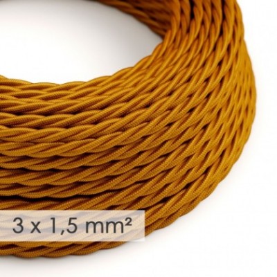 Cable electrico de sección grande 3x1,50 trenzado - Tejido Efecto Seda Dorado TM05