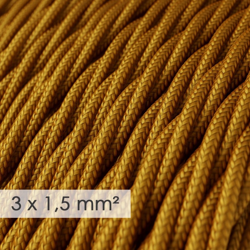 Cable electrico de sección grande 3x1,50 trenzado - Tejido Efecto Seda Dorado TM05