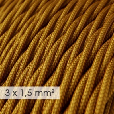 Cable electrico de sección grande 3x1,50 trenzado - Tejido Efecto Seda Dorado TM05
