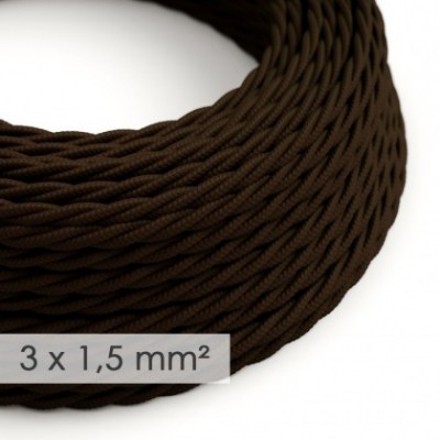 Cable electrico de sección grande 3x1,50 trenzado - Tejido Efecto Seda Marrón TM13