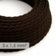 Cable electrico de sección grande 3x1,50 trenzado - Tejido Efecto Seda Marrón TM13