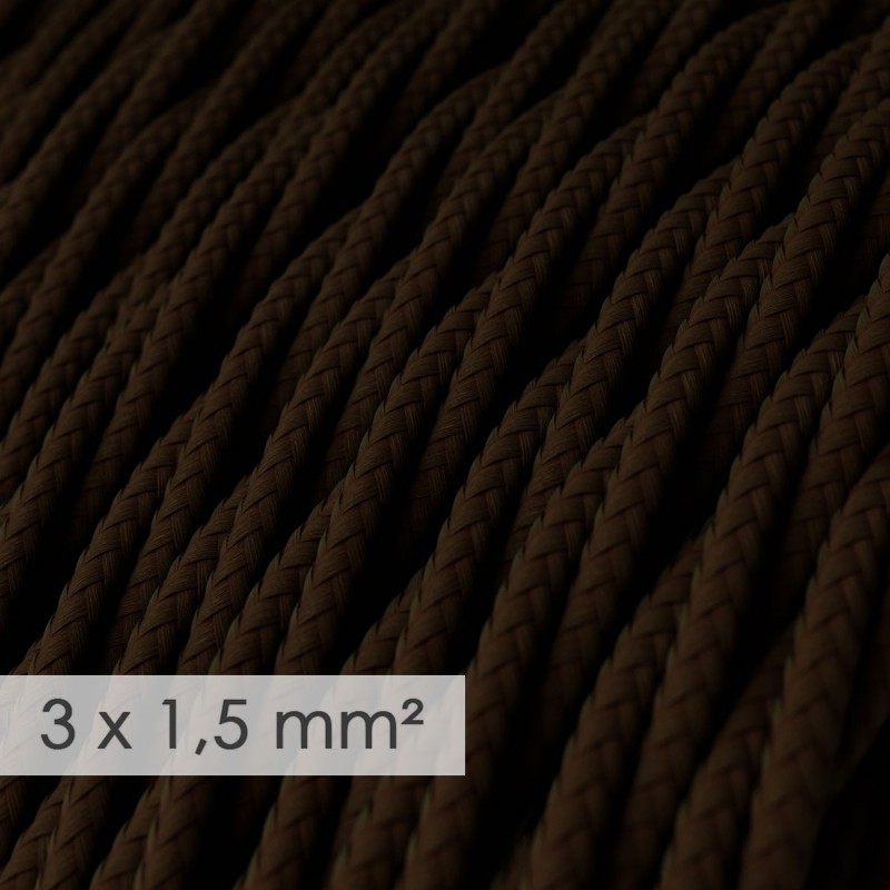Cable electrico de sección grande 3x1,50 trenzado - Tejido Efecto Seda Marrón TM13