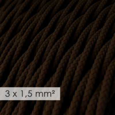 Cable electrico de sección grande 3x1,50 trenzado - Tejido Efecto Seda Marrón TM13