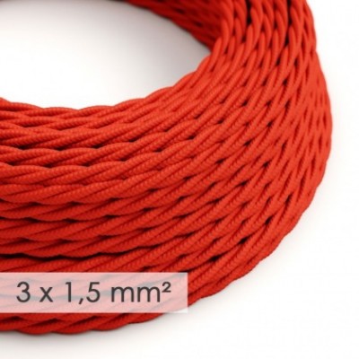 Cable electrico de sección grande 3x1,50 trenzado - Tejido Efecto Seda Rojo TM09