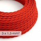 Cable electrico de sección grande 3x1,50 trenzado - Tejido Efecto Seda Rojo TM09