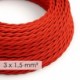 Cable electrico de sección grande 3x1,50 trenzado - Tejido Efecto Seda Rojo TM09