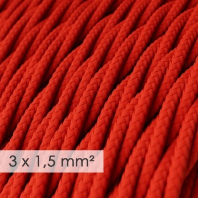Cable electrico de sección grande 3x1,50 trenzado - Tejido Efecto Seda Rojo TM09