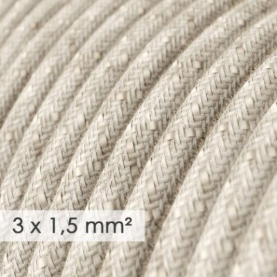 Cable electrico de sección grande 3x1,50 redondo - Lino Natural Neutro RN01