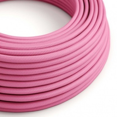 Cable Eléctrico Redondo Recubierto en tejido Efecto Seda Color Sólido, Fuchsia RM08