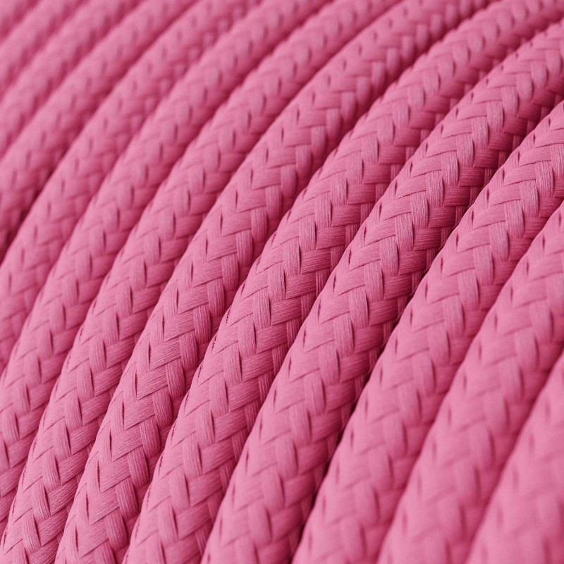 Cable Eléctrico Redondo Recubierto en tejido Efecto Seda Color Sólido, Fuchsia RM08