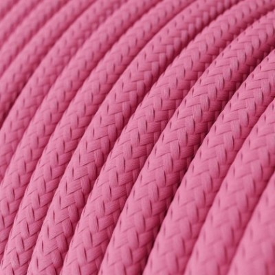 Cable Eléctrico Redondo Recubierto en tejido Efecto Seda Color Sólido, Fuchsia RM08