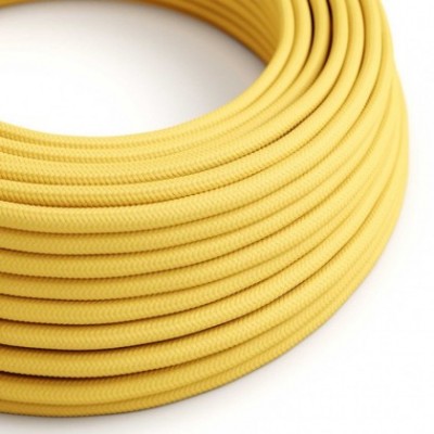 Cable Eléctrico Redondo Recubierto en tejido Efecto Seda Color Sólido, Amarillo RM10