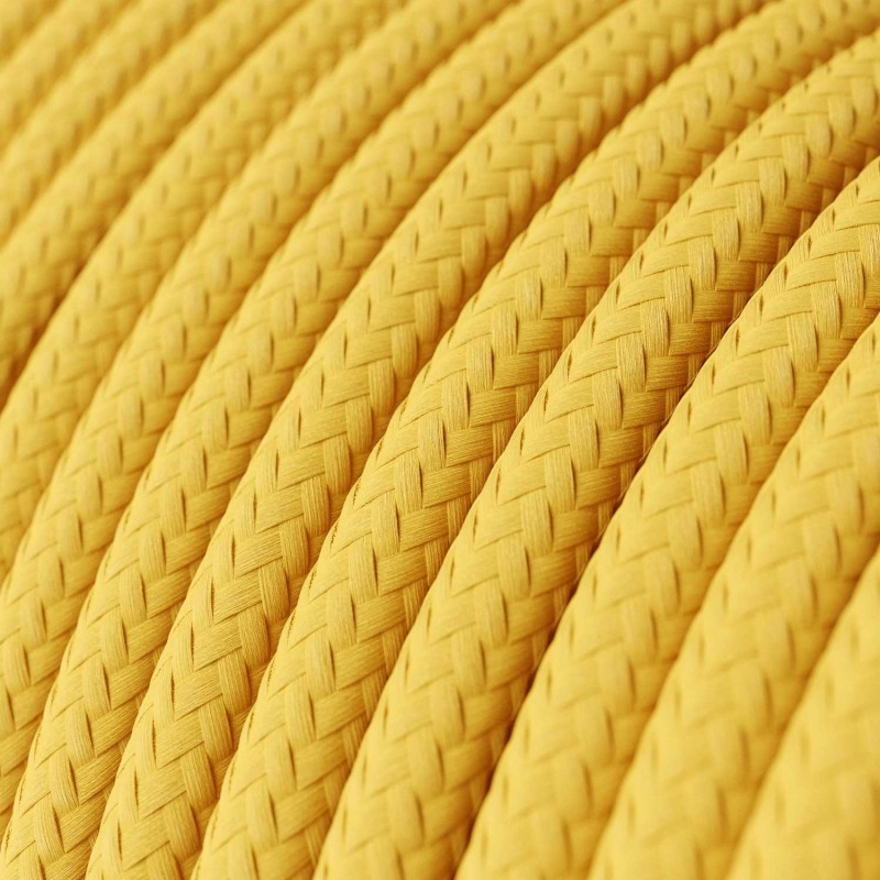 Cable Eléctrico Redondo Recubierto en tejido Efecto Seda Color Sólido, Amarillo RM10