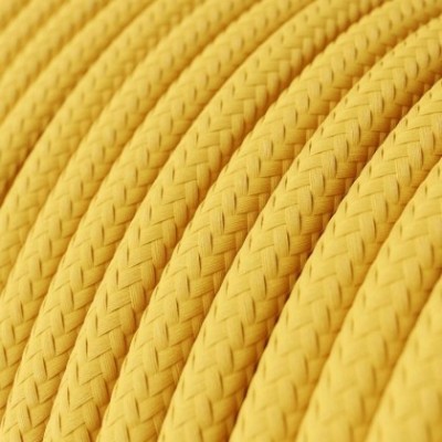 Cable Eléctrico Redondo Recubierto en tejido Efecto Seda Color Sólido, Amarillo RM10