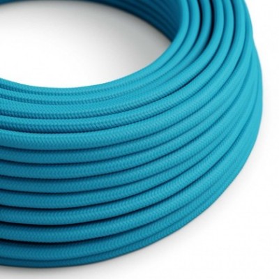 Cable Eléctrico Redondo Recubierto en tejido Efecto Seda Color Sólido, Turquesa RM11
