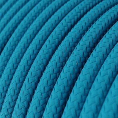 Cable Eléctrico Redondo Recubierto en tejido Efecto Seda Color Sólido, Turquesa RM11