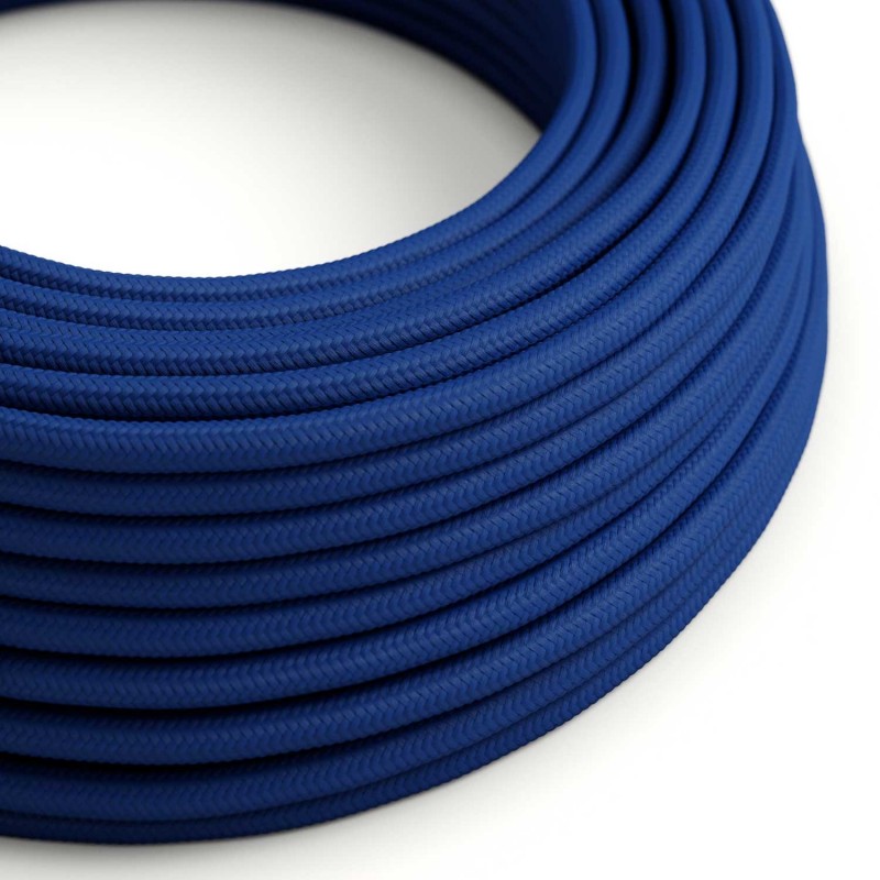Cable Eléctrico Redondo Recubierto en tejido Efecto Seda Color Sólido, Azul RM12