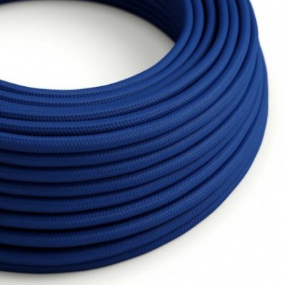 Cable Eléctrico Redondo Recubierto en tejido Efecto Seda Color Sólido, Azul RM12