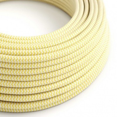 Cable Eléctrico Redondo Recubierto en tejido Efecto Seda ZigZag, Amarillo RZ10
