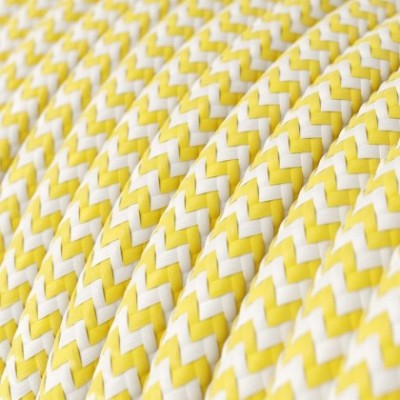 Cable Eléctrico Redondo Recubierto en tejido Efecto Seda ZigZag, Amarillo RZ10