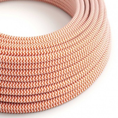 Cable Eléctrico Redondo Recubierto en tejido Efecto Seda ZigZag, Naranja RZ15