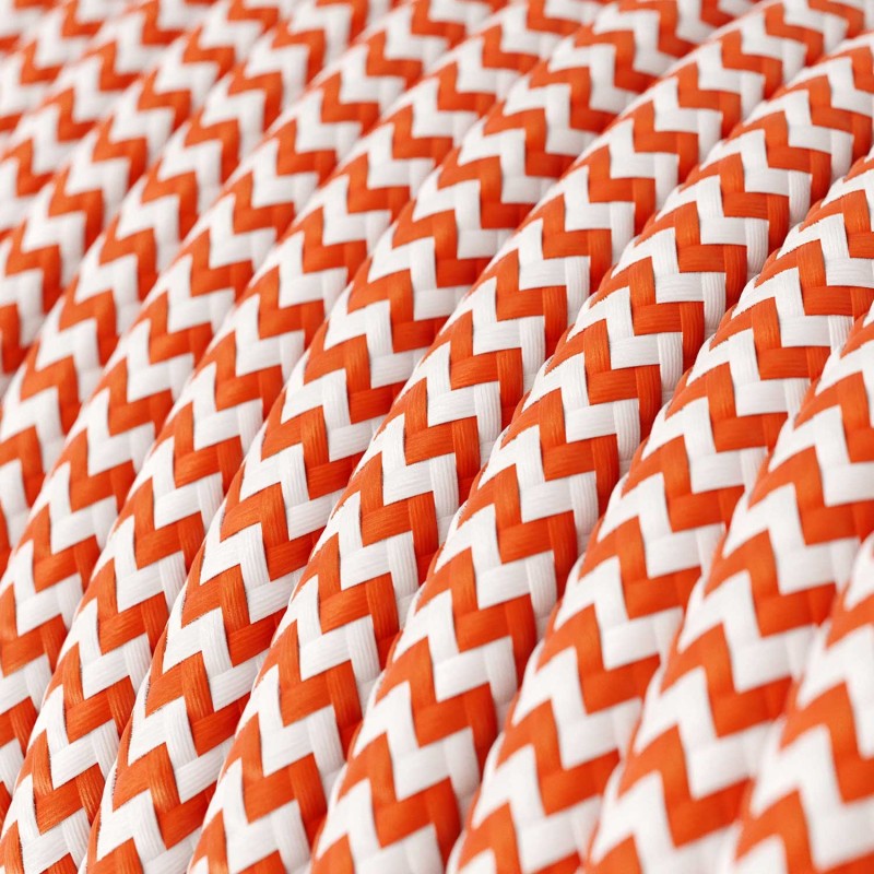 Cable Eléctrico Redondo Recubierto en tejido Efecto Seda ZigZag, Naranja RZ15