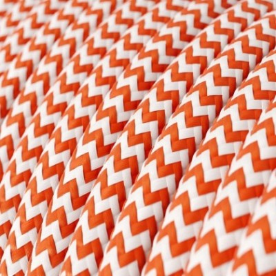 Cable Eléctrico Redondo Recubierto en tejido Efecto Seda ZigZag, Naranja RZ15