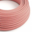 Cable Eléctrico Redondo Recubierto en tejido Efecto Seda ZigZag, Rojo RZ09