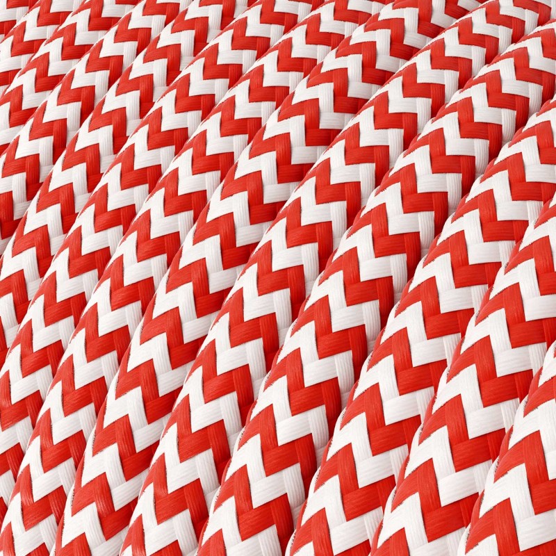 Cable Eléctrico Redondo Recubierto en tejido Efecto Seda ZigZag, Rojo RZ09