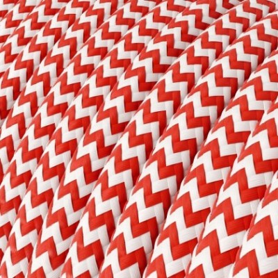 Cable Eléctrico Redondo Recubierto en tejido Efecto Seda ZigZag, Rojo RZ09