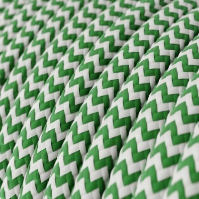 Cable Eléctrico Redondo Recubierto en tejido Efecto Seda ZigZag, Verde RZ06
