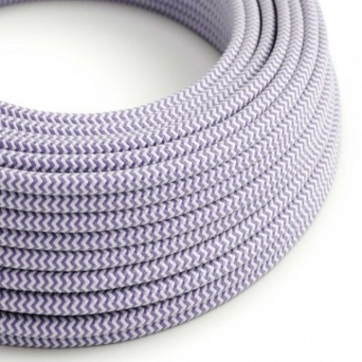 Cable Eléctrico Redondo Recubierto en tejido Efecto Seda ZigZag, Lila RZ07
